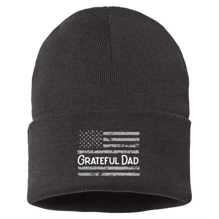 Grateful Dad Fathers Day Papa Daddy Best Dad Sustainable Knit Beanie