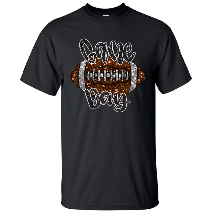 Game Day Football Bling Bling Football Lover Fall Autumn Tall T-Shirt