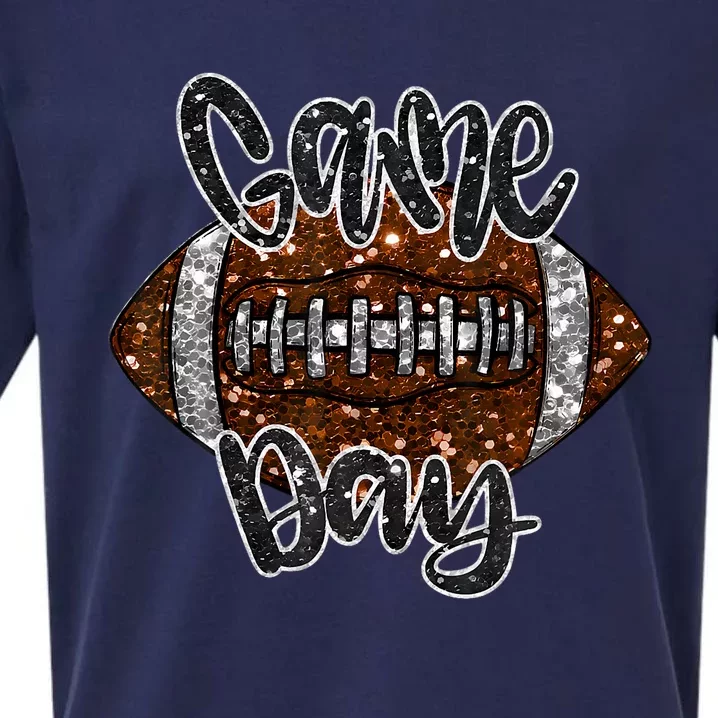 Game Day Football Bling Bling Football Lover Fall Autumn Sueded Cloud Jersey T-Shirt