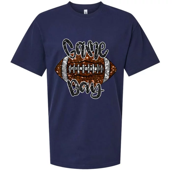 Game Day Football Bling Bling Football Lover Fall Autumn Sueded Cloud Jersey T-Shirt