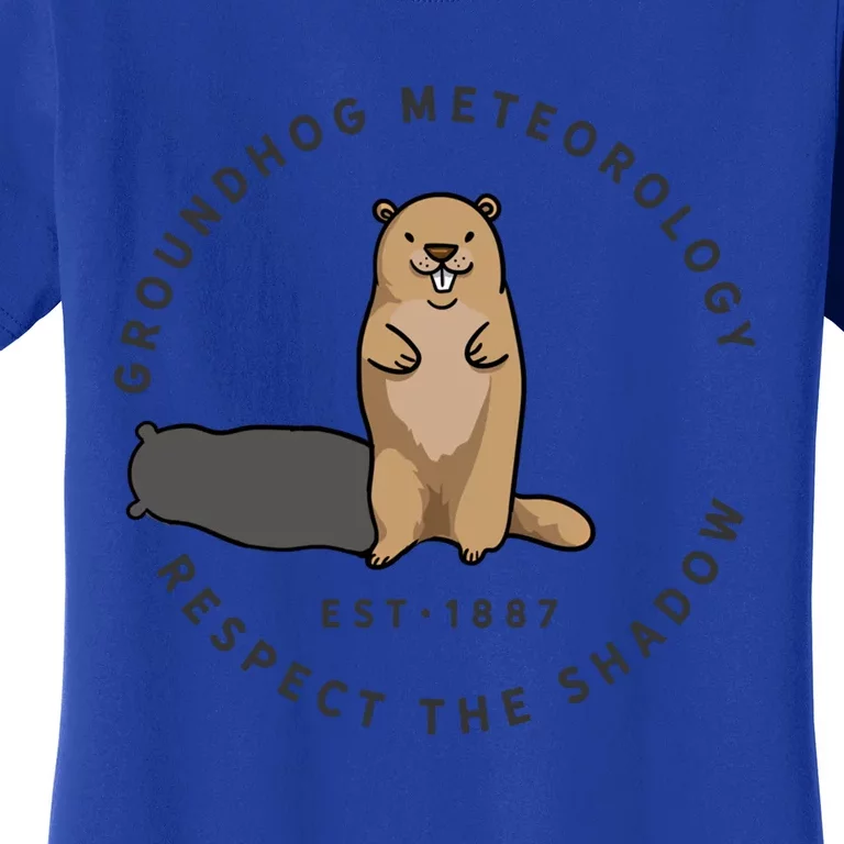 Groundhog Day Funny Quote Cool Gift Respect The Shadow Meteorology Gift Women's T-Shirt