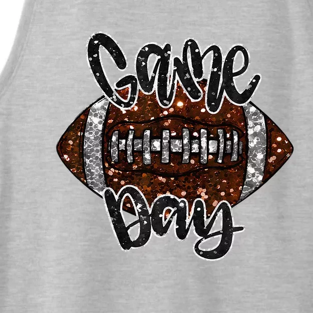 Game Day Football Bling Bling Football Lover Fall Autumn Ladies Tri-Blend Wicking Tank