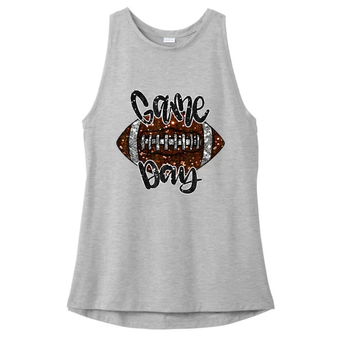 Game Day Football Bling Bling Football Lover Fall Autumn Ladies Tri-Blend Wicking Tank