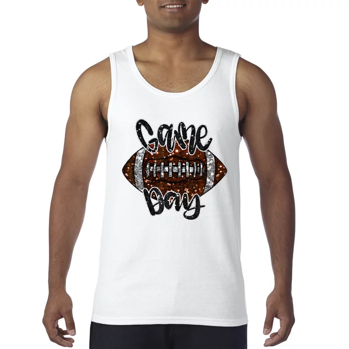 Game Day Football Bling Bling Football Lover Fall Autumn Tank Top