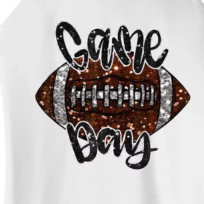 Game Day Football Bling Bling Football Lover Fall Autumn Women’s Perfect Tri Rocker Tank