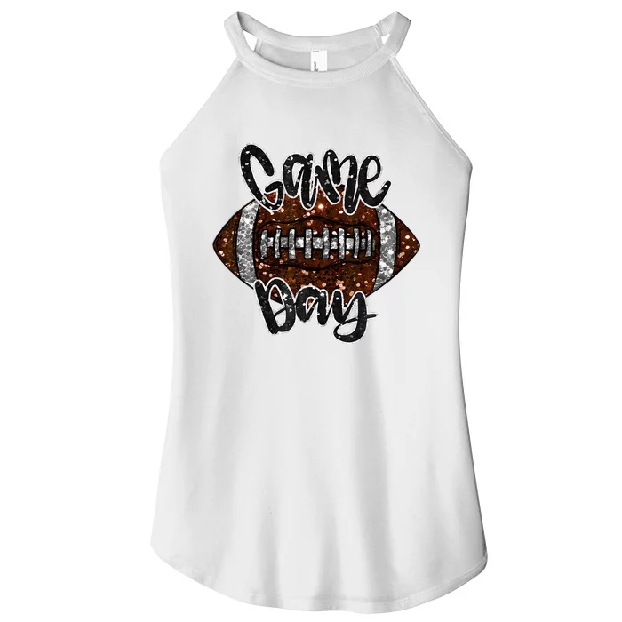 Game Day Football Bling Bling Football Lover Fall Autumn Women’s Perfect Tri Rocker Tank