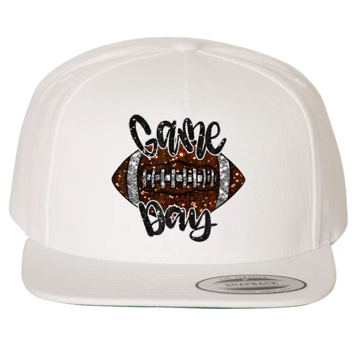 Game Day Football Bling Bling Football Lover Fall Autumn Wool Snapback Cap