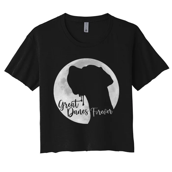 Greate Danes Forever Great Dane Profile Moon Women's Crop Top Tee