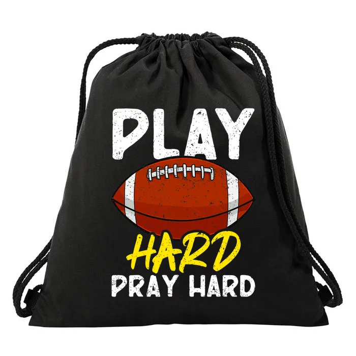 Game Day Football Season Play Hard Pray Hard Sports Drawstring Bag