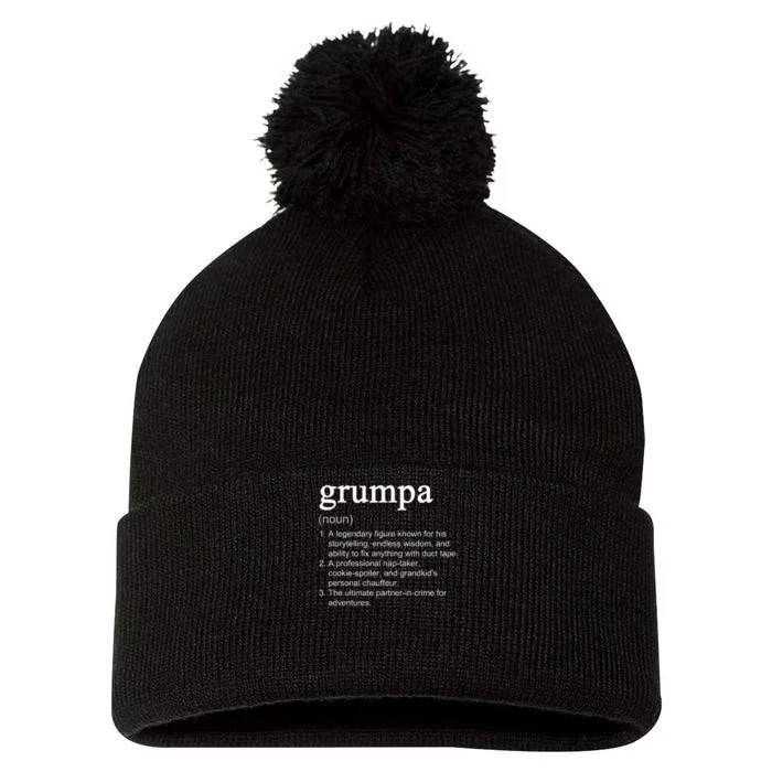 Grumpa Definition Funny Cool Pom Pom 12in Knit Beanie