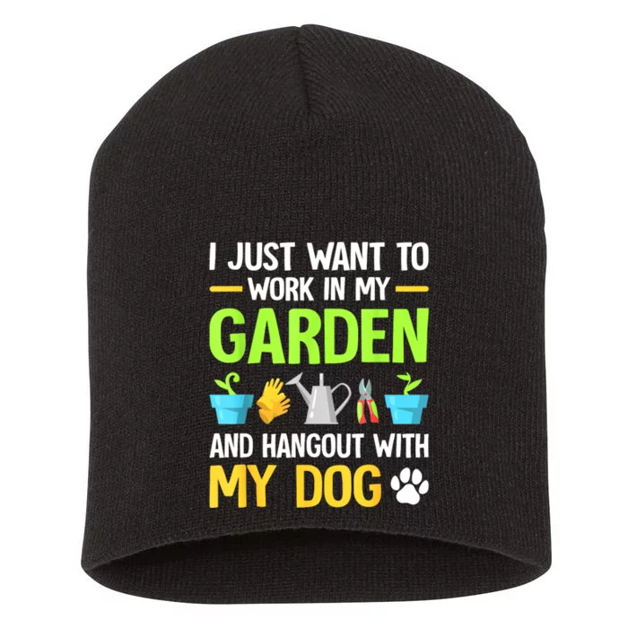 Gardening & Dog Funny Plant Lover Women Garden Gardener Short Acrylic Beanie