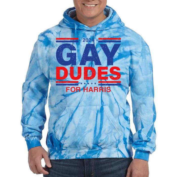 Gay Dudes For Harris Retro Harris For President 2024 Tie Dye Hoodie