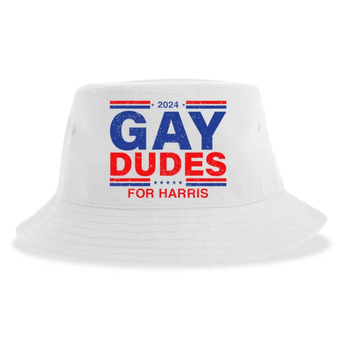 Gay Dudes For Harris Retro Harris For President 2024 Sustainable Bucket Hat