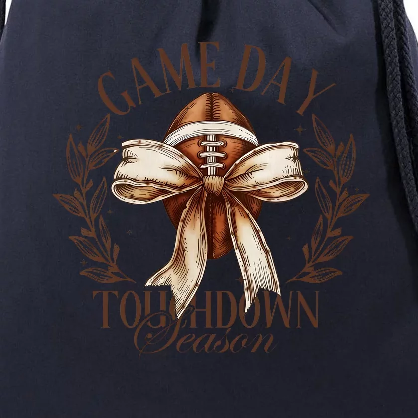 Game Day Football Bow Drawstring Bag