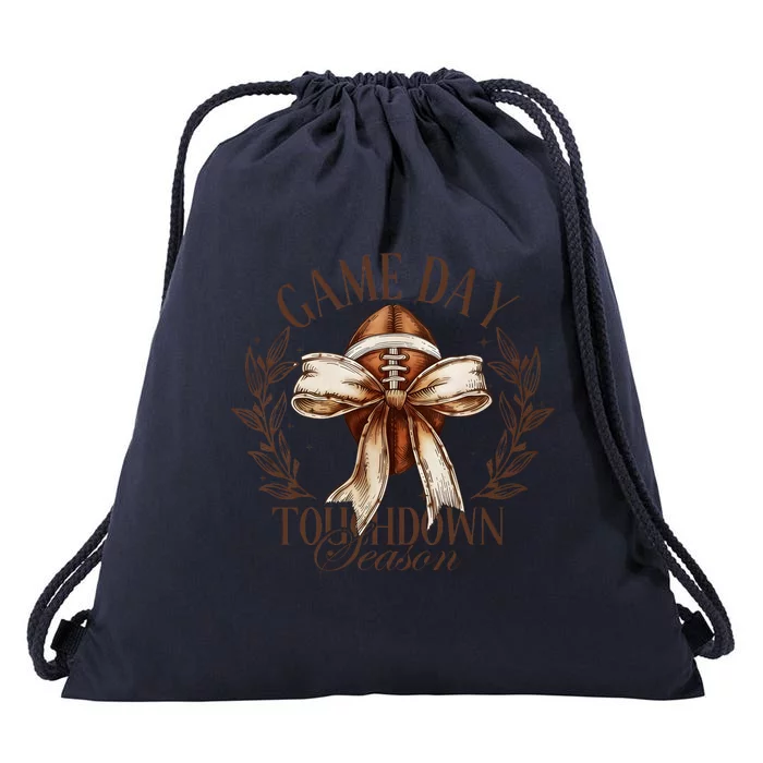 Game Day Football Bow Drawstring Bag