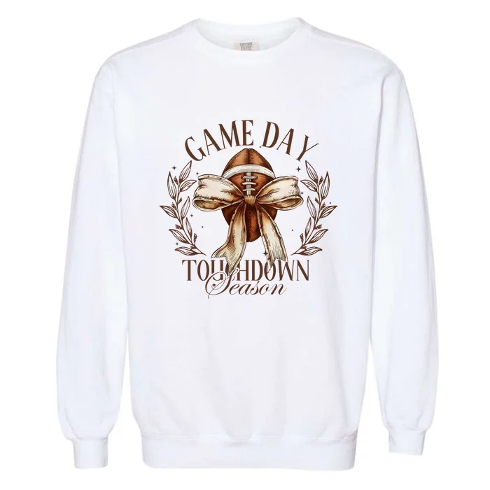 Game Day Football Bow Garment-Dyed Sweatshirt