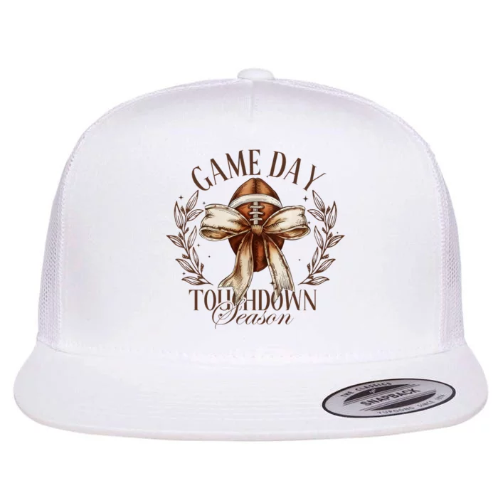 Game Day Football Bow Flat Bill Trucker Hat