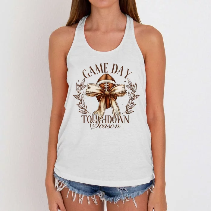 Game Day Football Bow Women's Knotted Racerback Tank