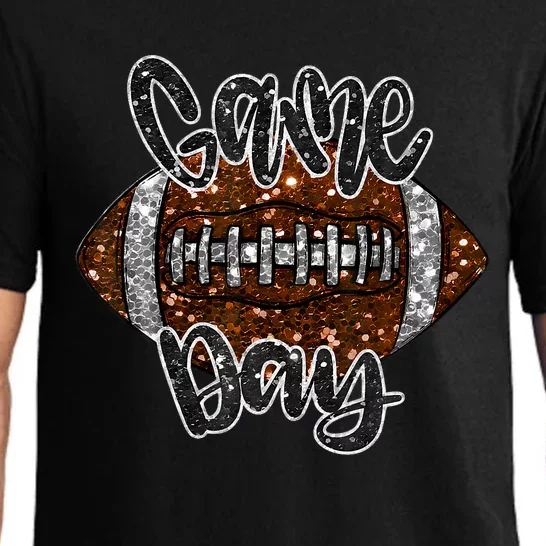 Game Day Football Bling Bling Football Lover Fall Autumn Pajama Set