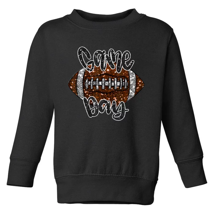 Game Day Football Bling Bling Football Lover Fall Autumn Toddler Sweatshirt