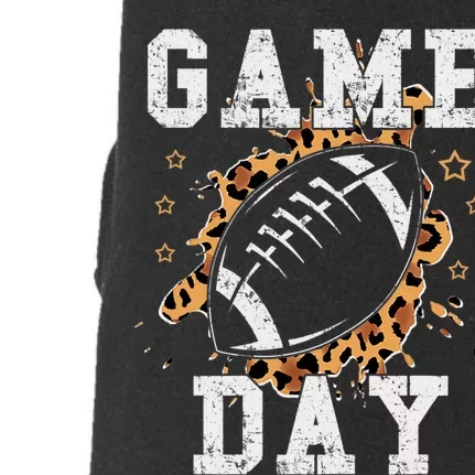 Game Day Football Leopard Print Football Fan Football Doggie 3-End Fleece Hoodie