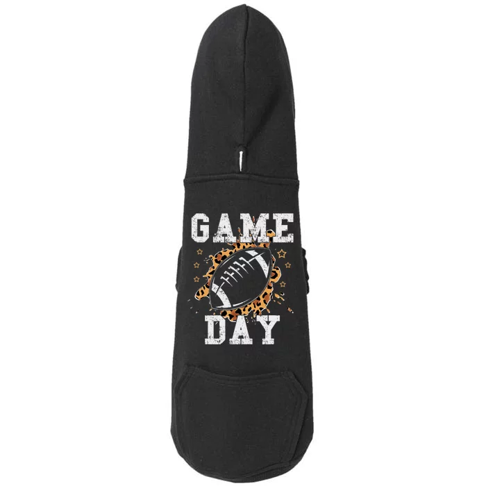 Game Day Football Leopard Print Football Fan Football Doggie 3-End Fleece Hoodie