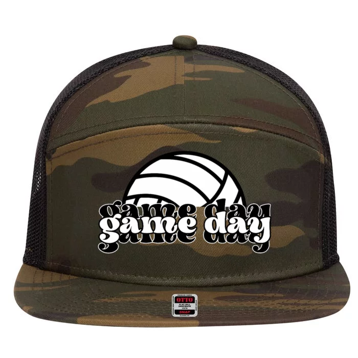 Game Day Funny Team Sports Volleyball Mom Dad Coach 7 Panel Mesh Trucker Snapback Hat