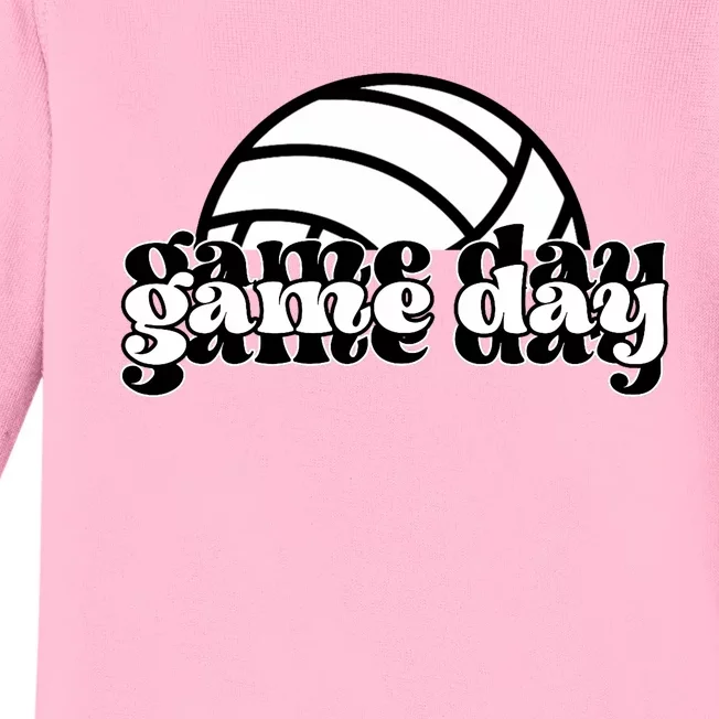 Game Day Funny Team Sports Volleyball Mom Dad Coach Baby Long Sleeve Bodysuit