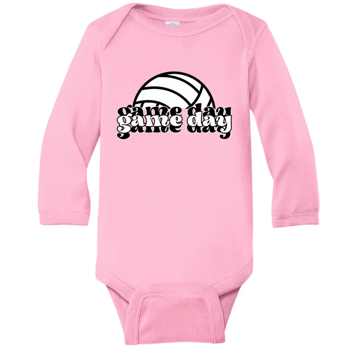 Game Day Funny Team Sports Volleyball Mom Dad Coach Baby Long Sleeve Bodysuit