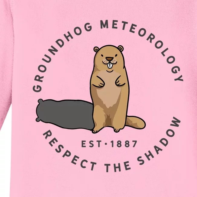 Groundhog Day Funny Quote Respect The Shadow Meteorology Baby Long Sleeve Bodysuit