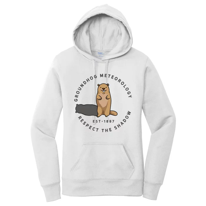 Groundhog Day Funny Quote Respect The Shadow Meteorology Women's Pullover Hoodie