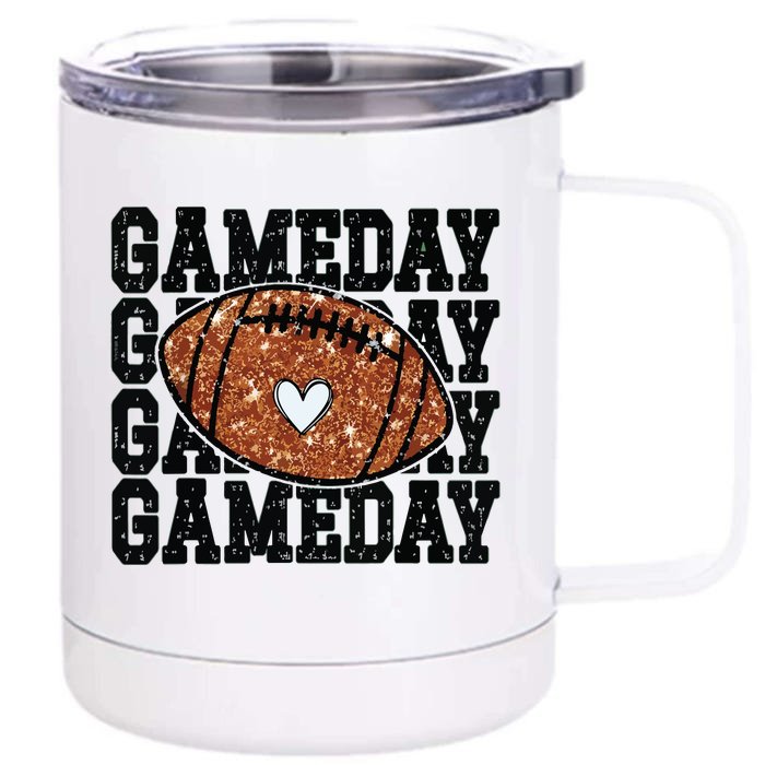 Game Day Football Bling Bling Football Lover Trendy 12 oz Stainless Steel Tumbler Cup