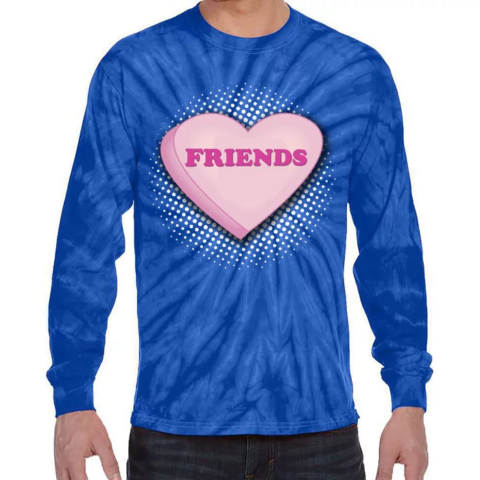 Galentines Day Friends Pink Heart Gift Tie-Dye Long Sleeve Shirt