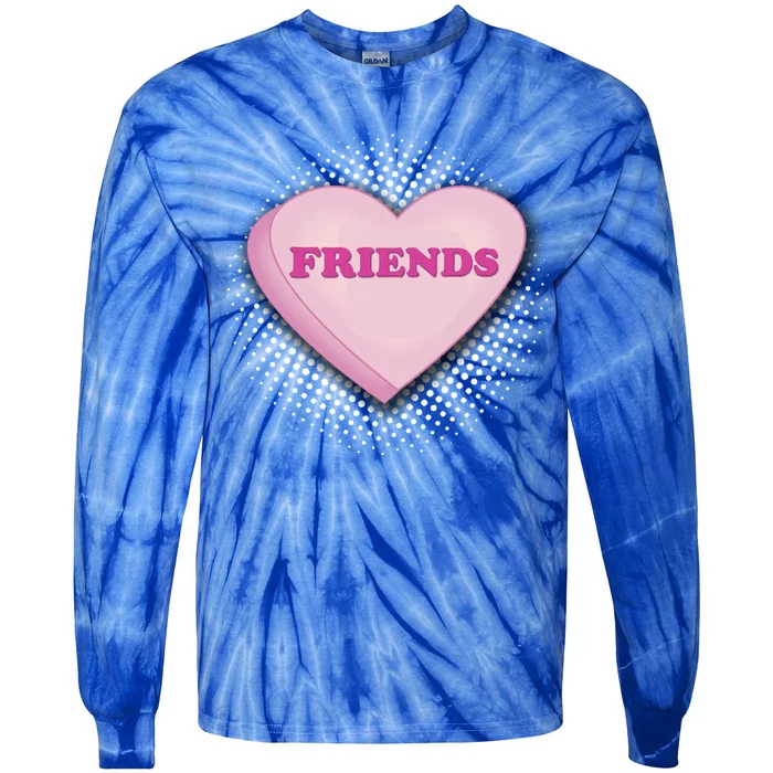 Galentines Day Friends Pink Heart Gift Tie-Dye Long Sleeve Shirt