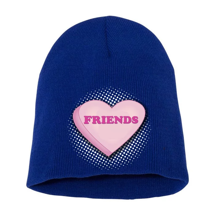 Galentines Day Friends Pink Heart Gift Short Acrylic Beanie