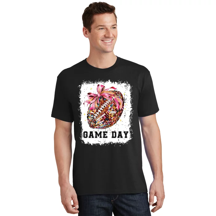 Game Day Football Season Football Bow Gift Girl Women T-Shirt