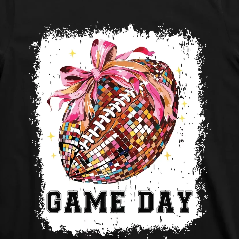 Game Day Football Season Football Bow Gift Girl Women T-Shirt