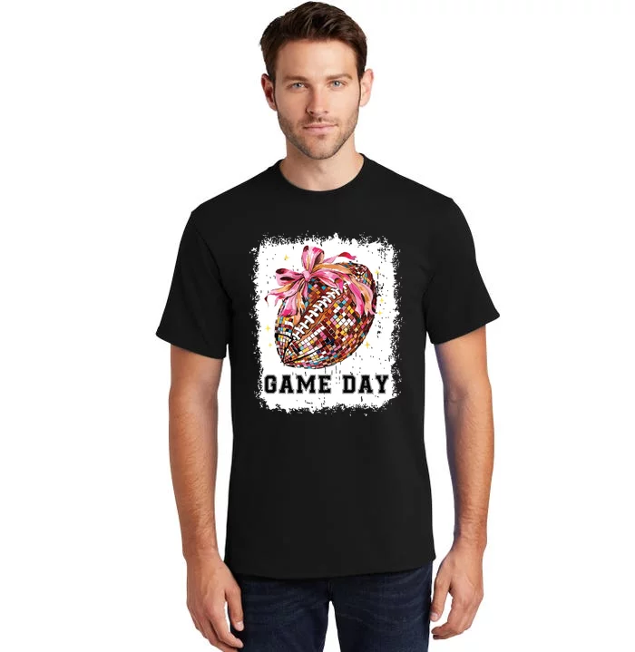 Game Day Football Season Football Bow Gift Girl Women Tall T-Shirt