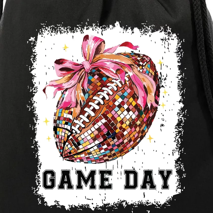 Game Day Football Season Football Bow Gift Girl Women Drawstring Bag