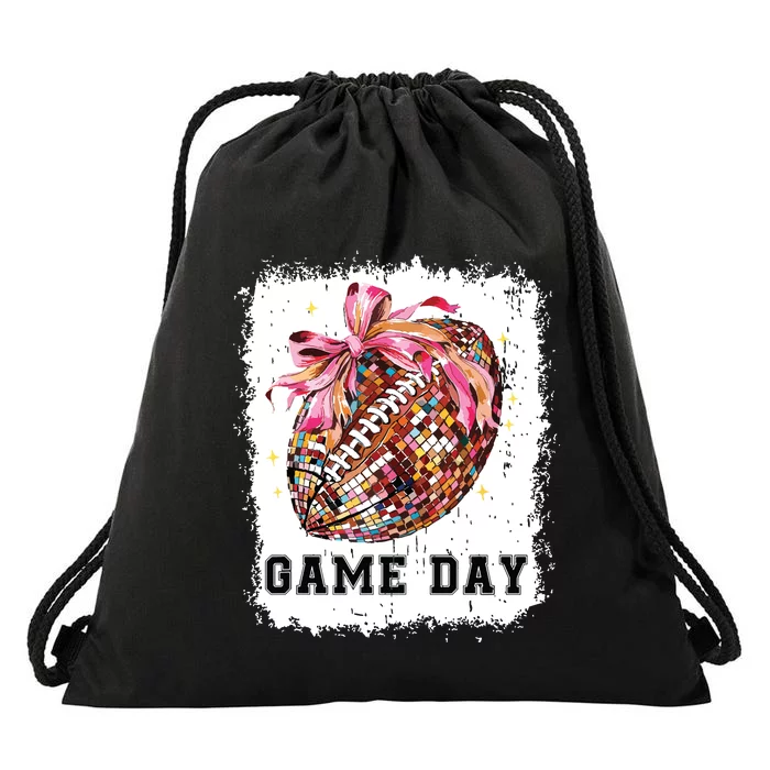 Game Day Football Season Football Bow Gift Girl Women Drawstring Bag