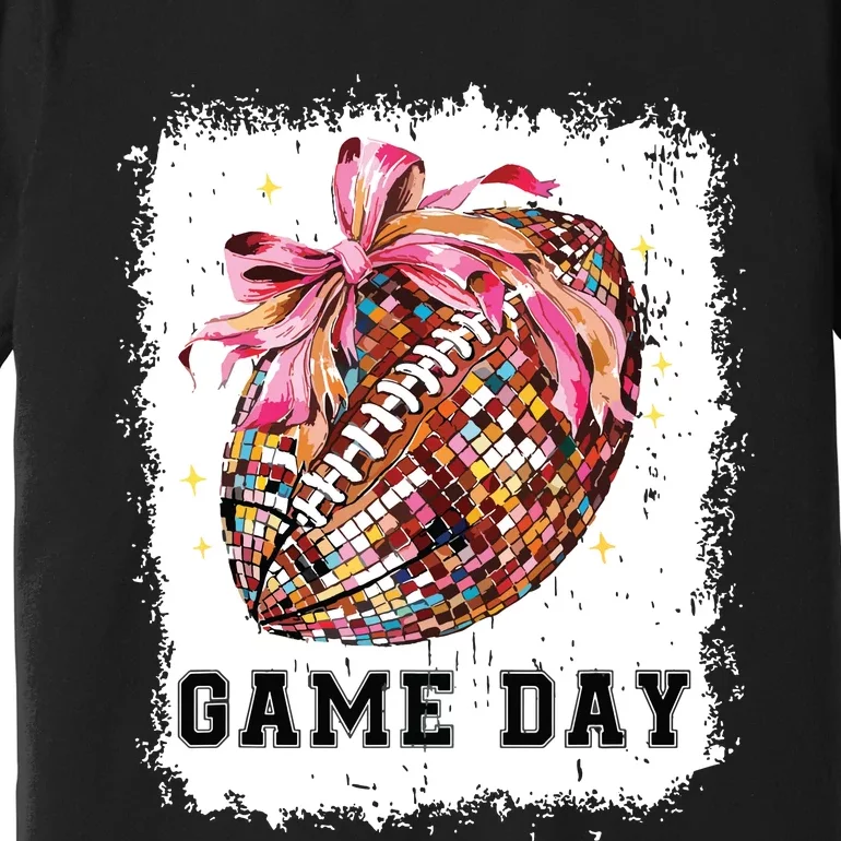 Game Day Football Season Football Bow Gift Girl Women Premium T-Shirt