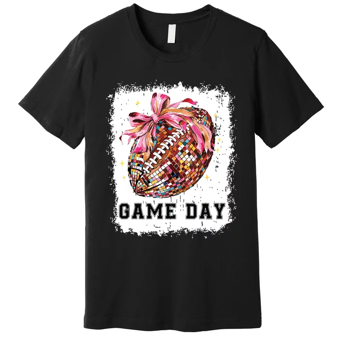 Game Day Football Season Football Bow Gift Girl Women Premium T-Shirt