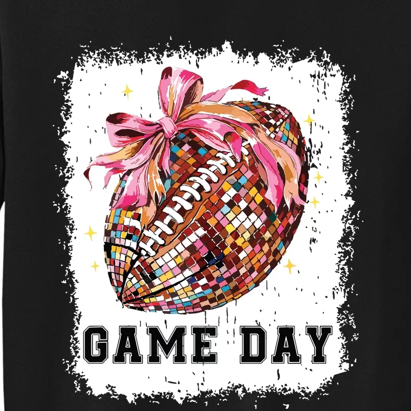 Game Day Football Season Football Bow Gift Girl Women Tall Sweatshirt