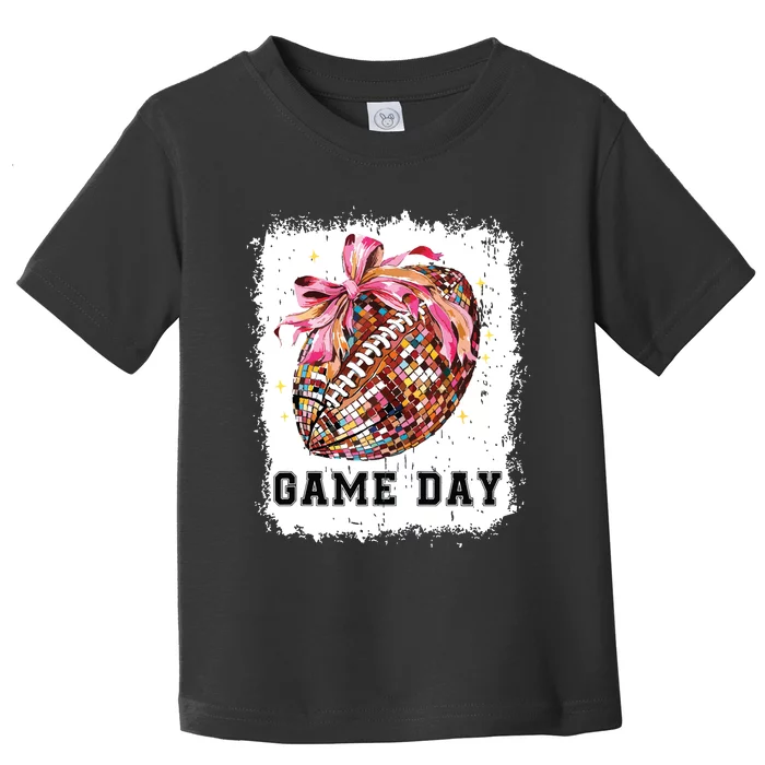 Game Day Football Season Football Bow Gift Girl Women Toddler T-Shirt