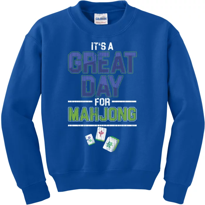 Great Day For Mahjong Player Chinese Board Game Solitaire Funny Gift Kids Sweatshirt