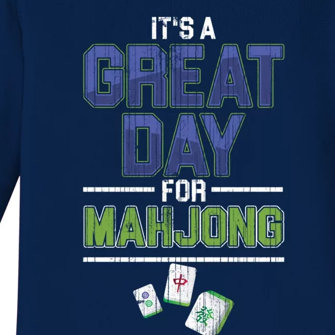 Great Day For Mahjong Player Chinese Board Game Solitaire Funny Gift Baby Long Sleeve Bodysuit