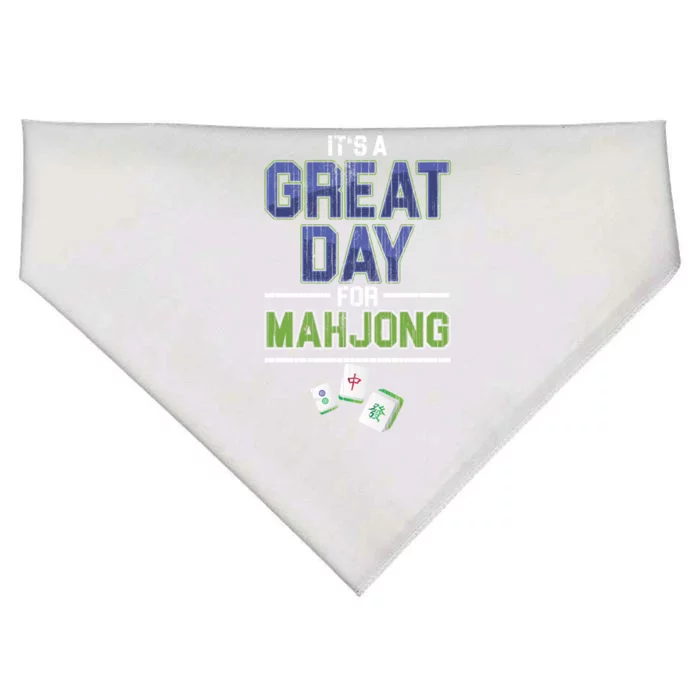 Great Day For Mahjong Player Chinese Board Game Solitaire Funny Gift USA-Made Doggie Bandana