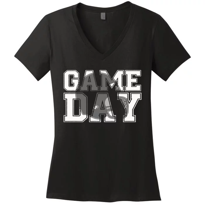 Game Day Fantasy Football Season Funny Women's V-Neck T-Shirt