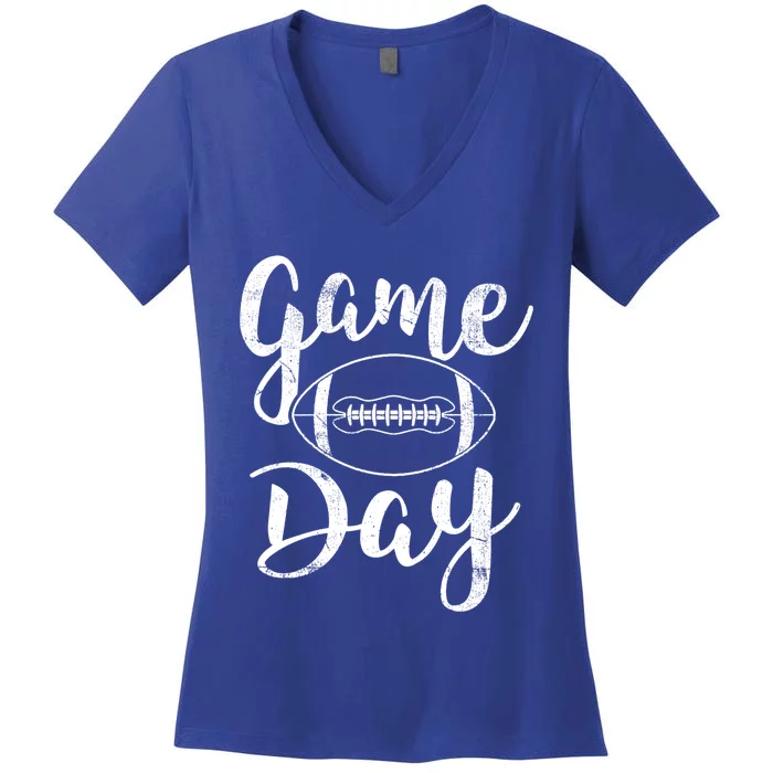 Game Day Football Cute Football Top Meaningful Gift Women's V-Neck T-Shirt