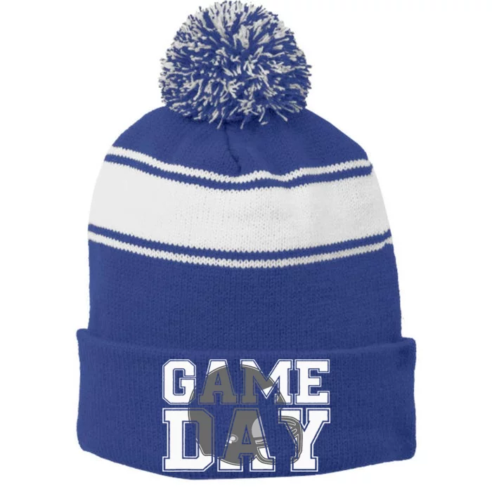 Game Day Fantasy Football Season Funny Stripe Pom Pom Beanie